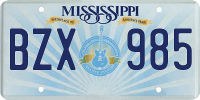 MS license plate BZX985