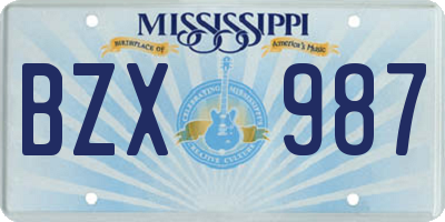 MS license plate BZX987