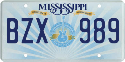 MS license plate BZX989
