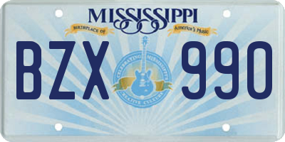 MS license plate BZX990