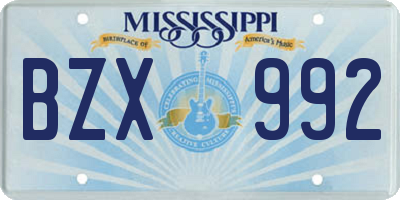 MS license plate BZX992
