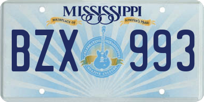 MS license plate BZX993