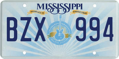 MS license plate BZX994