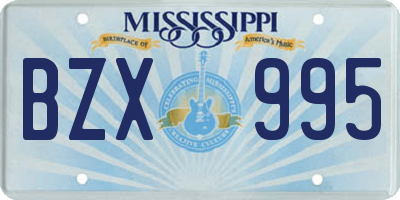 MS license plate BZX995