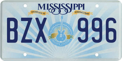 MS license plate BZX996