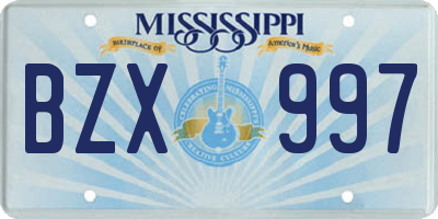 MS license plate BZX997