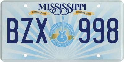 MS license plate BZX998