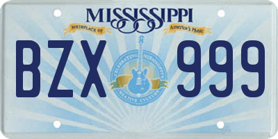 MS license plate BZX999