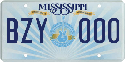 MS license plate BZY000