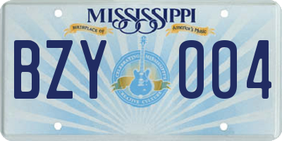 MS license plate BZY004