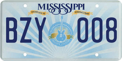 MS license plate BZY008