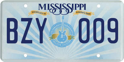 MS license plate BZY009