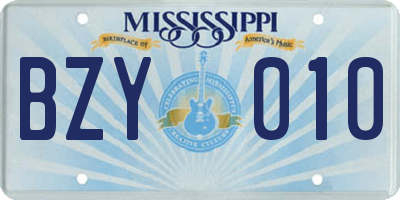MS license plate BZY010
