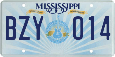 MS license plate BZY014