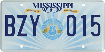 MS license plate BZY015