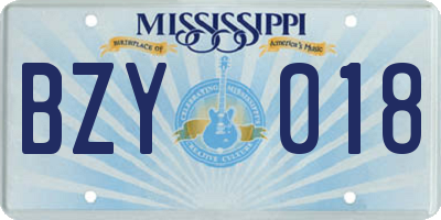 MS license plate BZY018