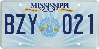 MS license plate BZY021
