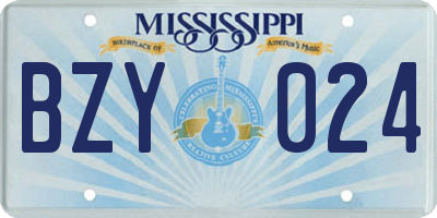 MS license plate BZY024