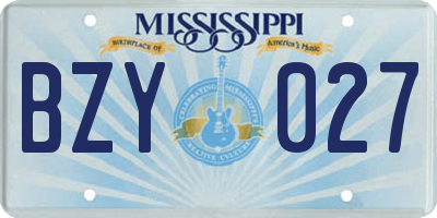 MS license plate BZY027