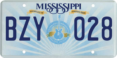 MS license plate BZY028