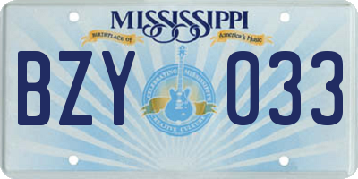 MS license plate BZY033