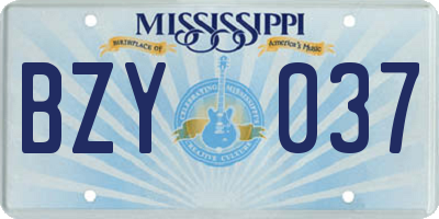MS license plate BZY037
