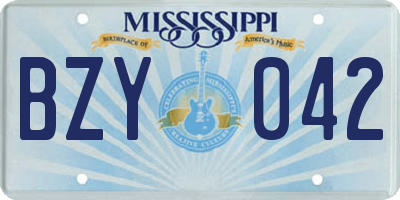MS license plate BZY042