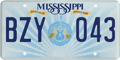 MS license plate BZY043