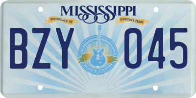 MS license plate BZY045