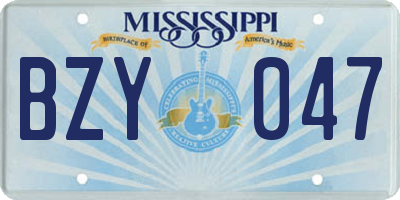 MS license plate BZY047