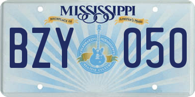 MS license plate BZY050