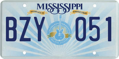 MS license plate BZY051