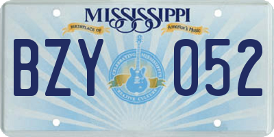 MS license plate BZY052