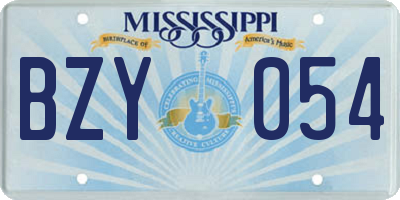 MS license plate BZY054