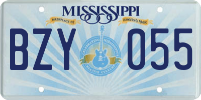 MS license plate BZY055