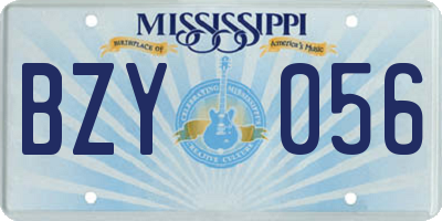 MS license plate BZY056