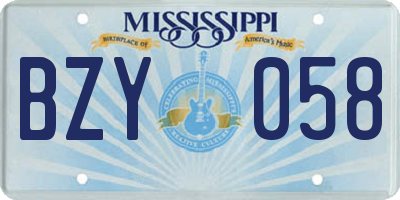MS license plate BZY058