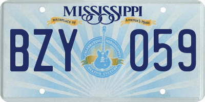 MS license plate BZY059