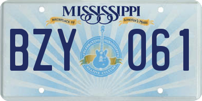 MS license plate BZY061