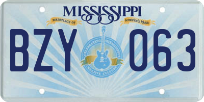 MS license plate BZY063