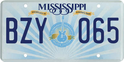 MS license plate BZY065