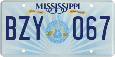 MS license plate BZY067