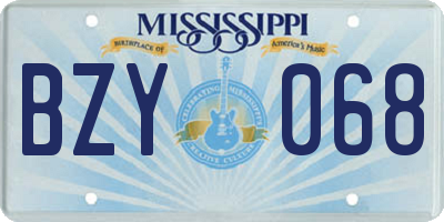 MS license plate BZY068