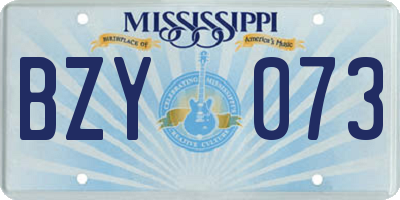 MS license plate BZY073