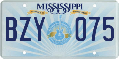 MS license plate BZY075