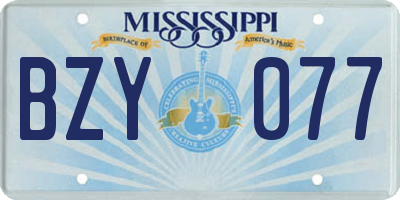 MS license plate BZY077