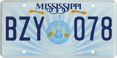 MS license plate BZY078