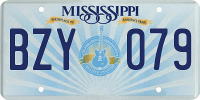 MS license plate BZY079