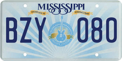 MS license plate BZY080