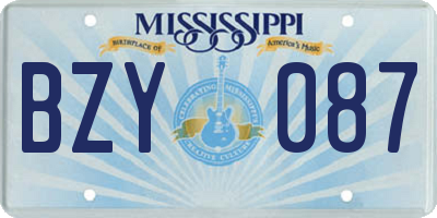 MS license plate BZY087